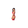 Ensemble sexy 3 pièces peek-a-boo en dentelle avec string et porte-jarretelles 